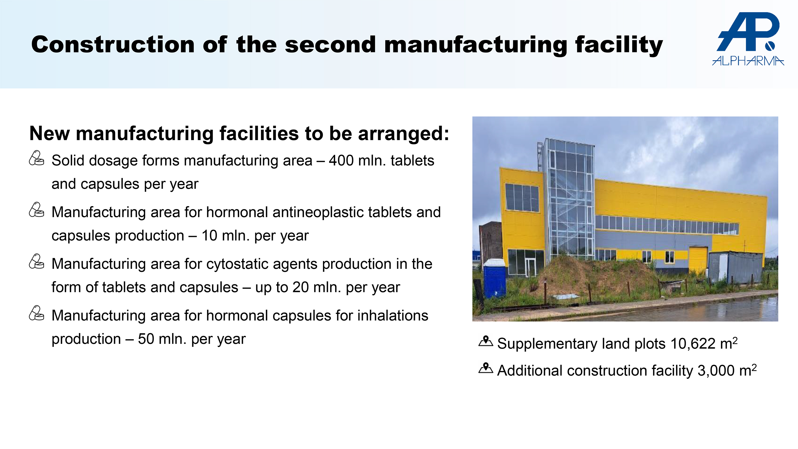 Construction of the second manufacturing facility